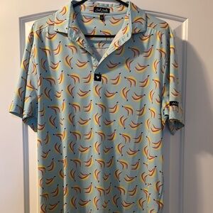 Travis Mathew Light Blue Banana Print Men's Shirt